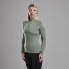 FEM DART XT ZIP NECK-PALE SAGE-UK8/XS dámské triko dlouhý ruk. šedozelené