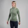 FEM DART ZIP NECK-PALE SAGE-UK6/XXS dámské triko dlouhý ruk. šedozelené