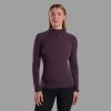 FEM MALLI LS ZIP T SHIRT-MULBERRY-UK10/S dámské triko hnědofialové