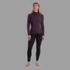 FEM MALLI LS ZIP T SHIRT-MULBERRY-UK10/S dámské triko hnědofialové