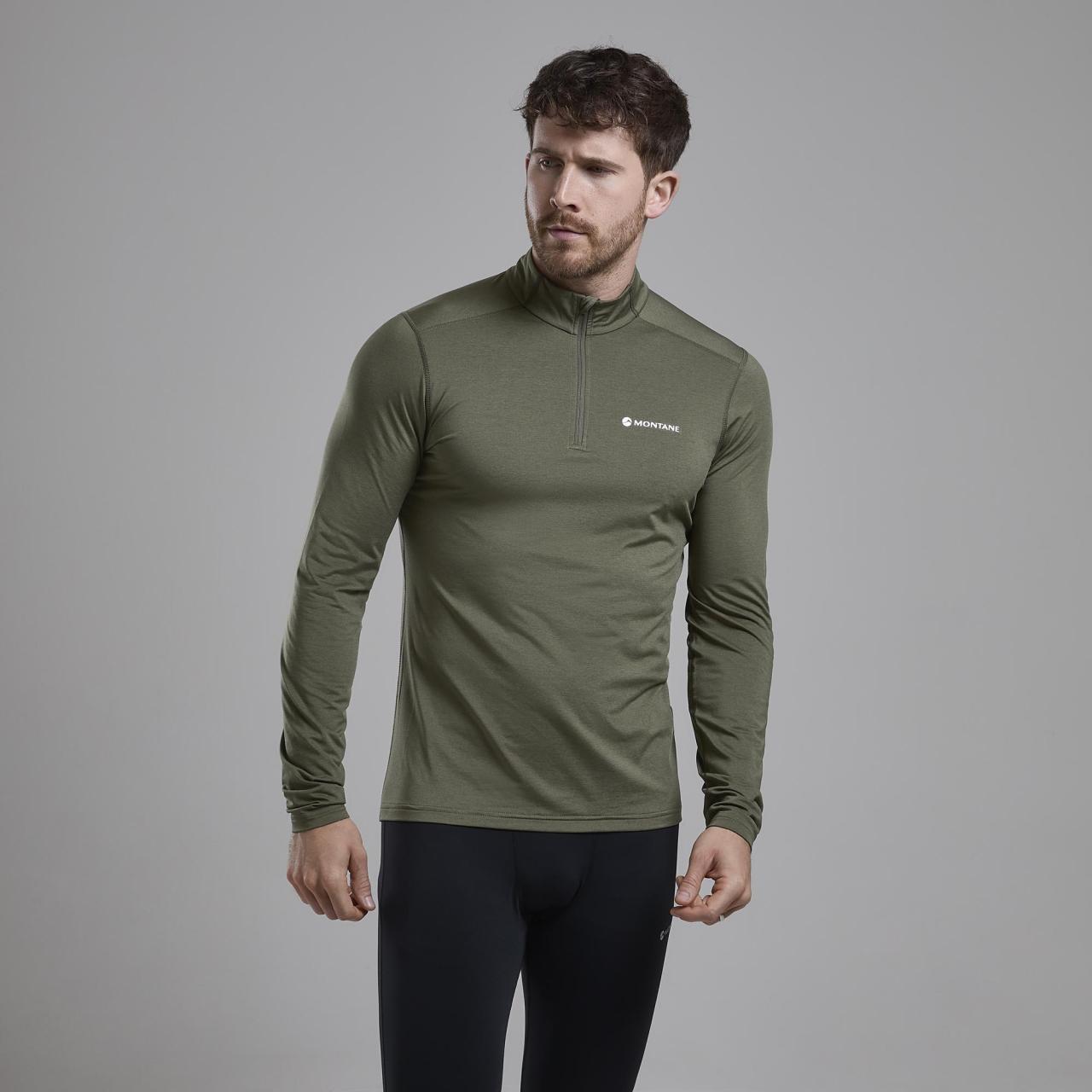 DART XT ZIP NECK-CAPER-XXL pánské triko dlouhý ruk. olivové