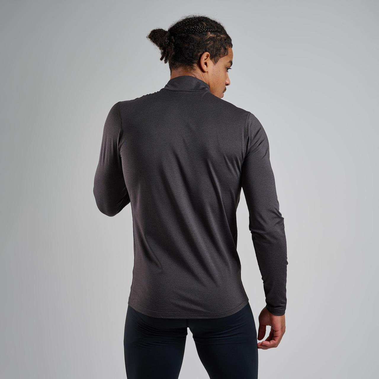 DART XT ZIP NECK-MIDNIGHT GREY-XL pánské triko dlouhý ruk. tmavě šedé