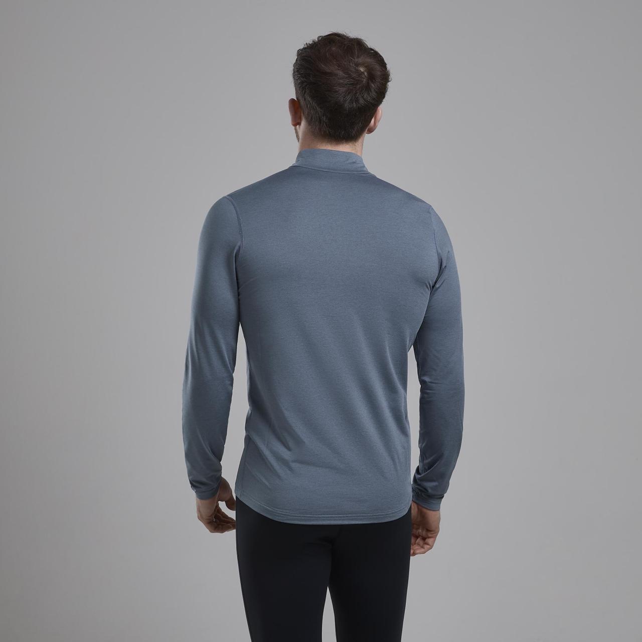 DART XT ZIP NECK-STONE BLUE-M pánské triko dlouhý ruk. šedomodré