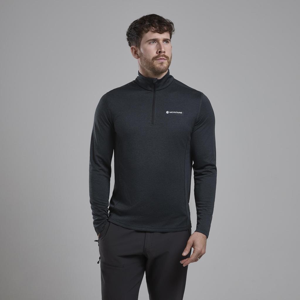 DART ZIP NECK-BLACK-L pánské triko dlouhý ruk. černé