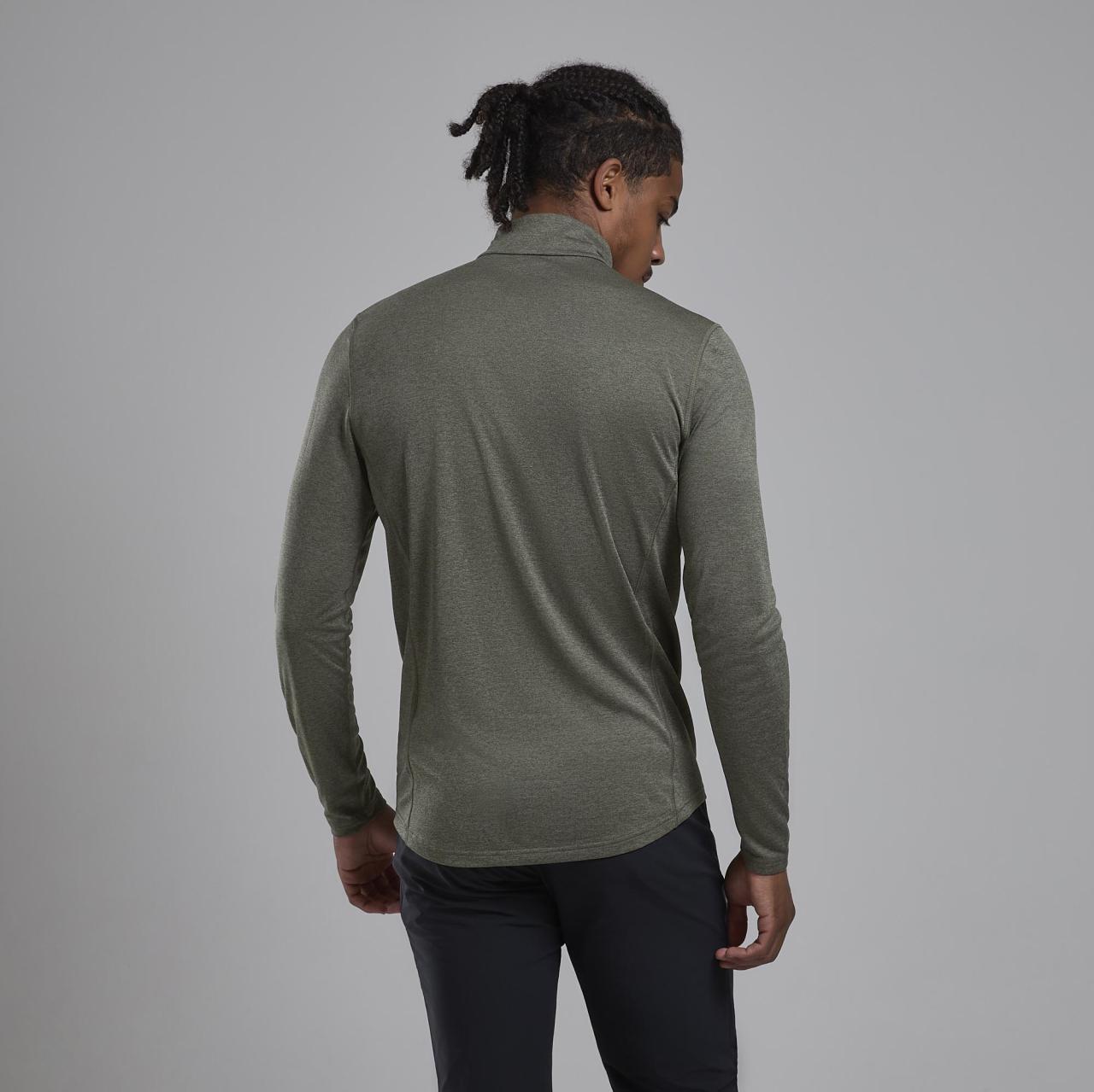 DART ZIP NECK-CAPER-XL pánské triko dlouhý ruk. olivové