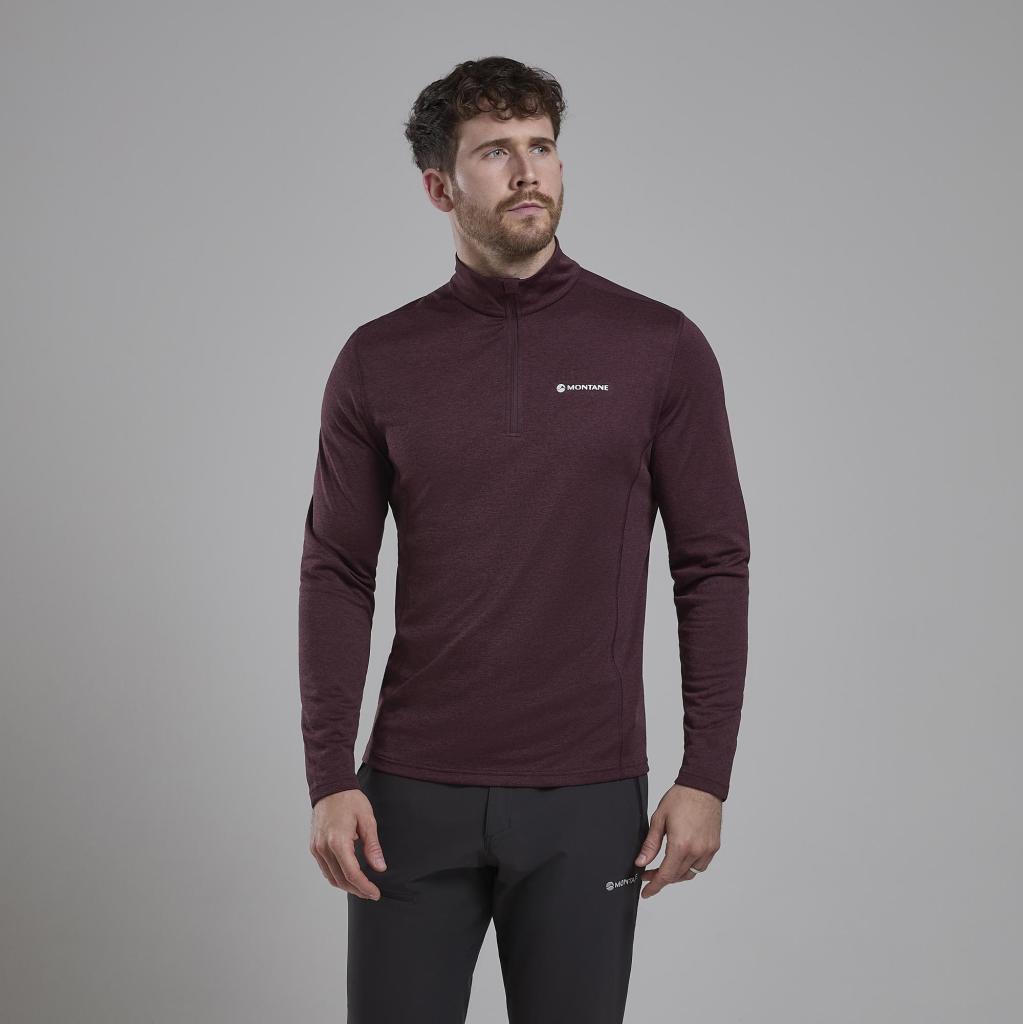 DART ZIP NECK-DARK GARNET-XXXL pánské triko dlouhý ruk. hnědofialové