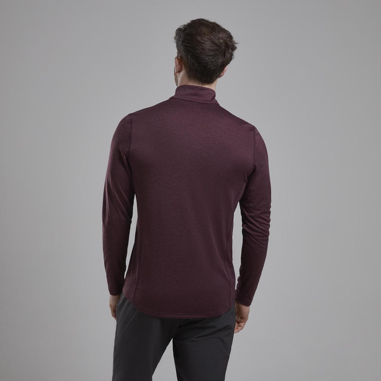 DART ZIP NECK-DARK GARNET-XXXL pánské triko dlouhý ruk. hnědofialové