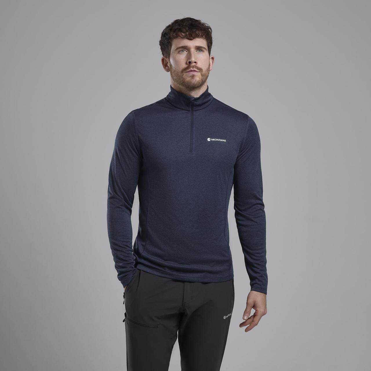 DART ZIP NECK-ECLIPSE BLUE-XXXL pánské triko dlouhý ruk. modré