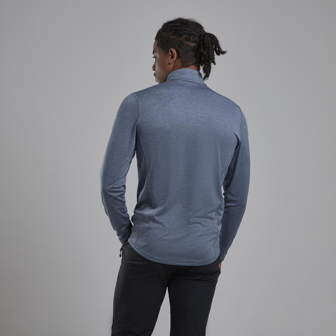 DART ZIP NECK-STONE BLUE-XXXL pánské triko dlouhý ruk. šedomodré