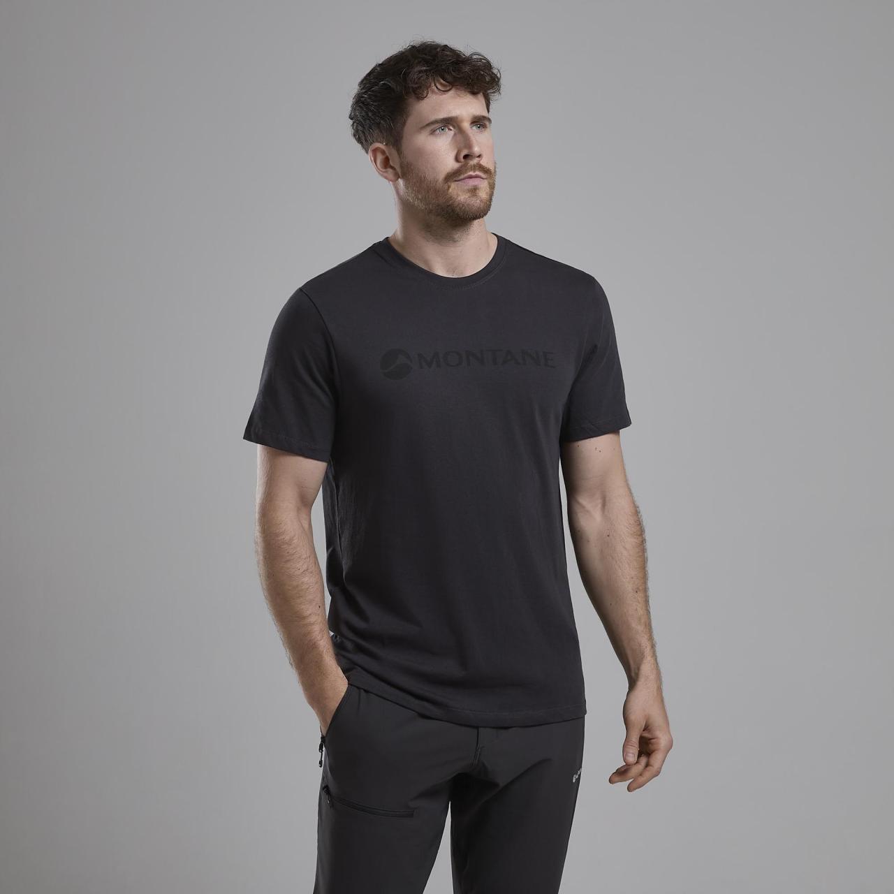 MONTANE MONO LOGO T-SHIRT-MIDNIGHT GREY-M pánské tričko tmavě šedé