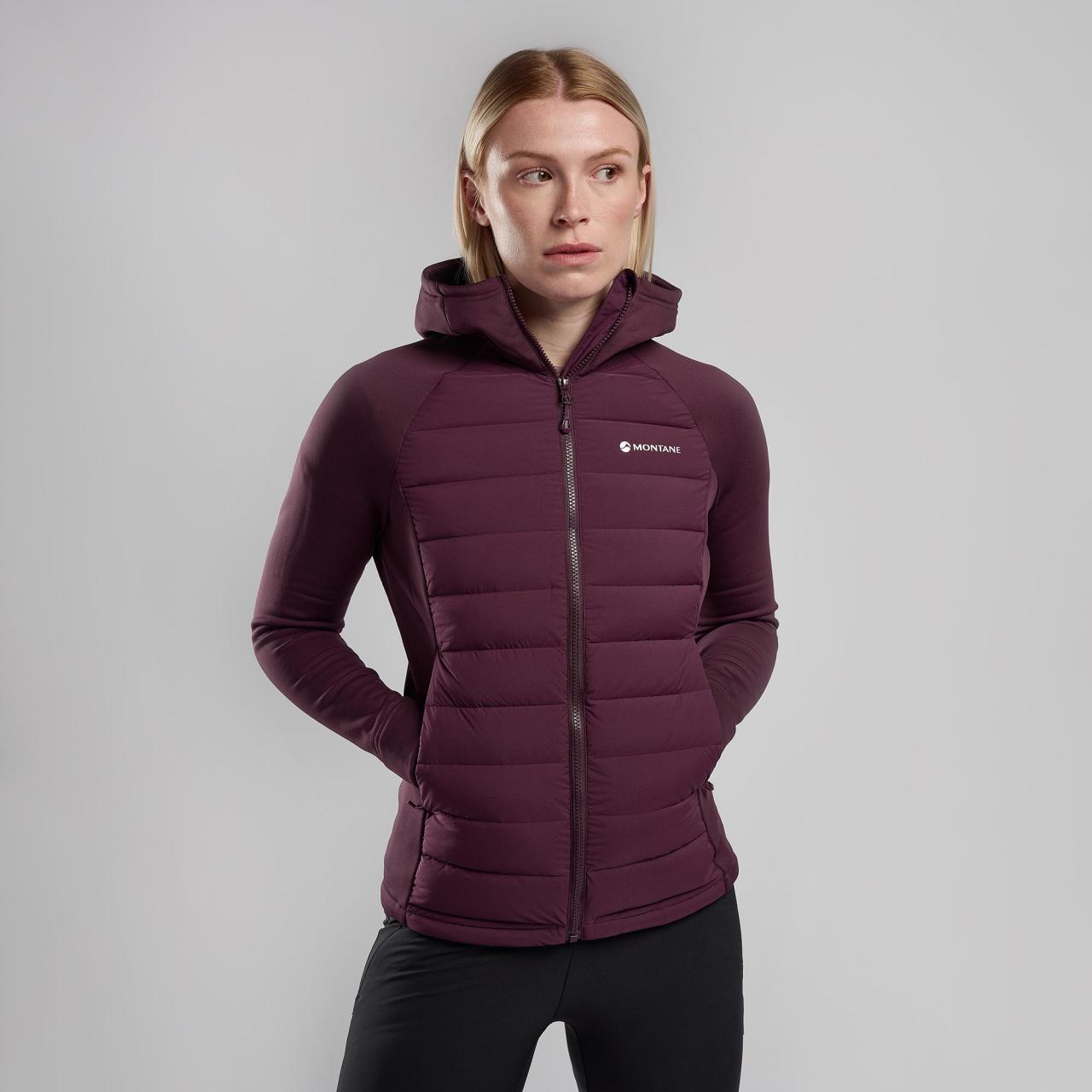 FEM COMPOSITE HOODIE-MULBERRY-UK10/S dámská bunda hnědofialová