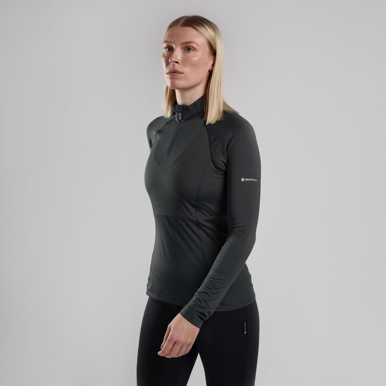 FEM DART XT ZIP NECK-DEEP FOREST-UK6/XXS dámské triko dlouhý ruk. tmavě zelené