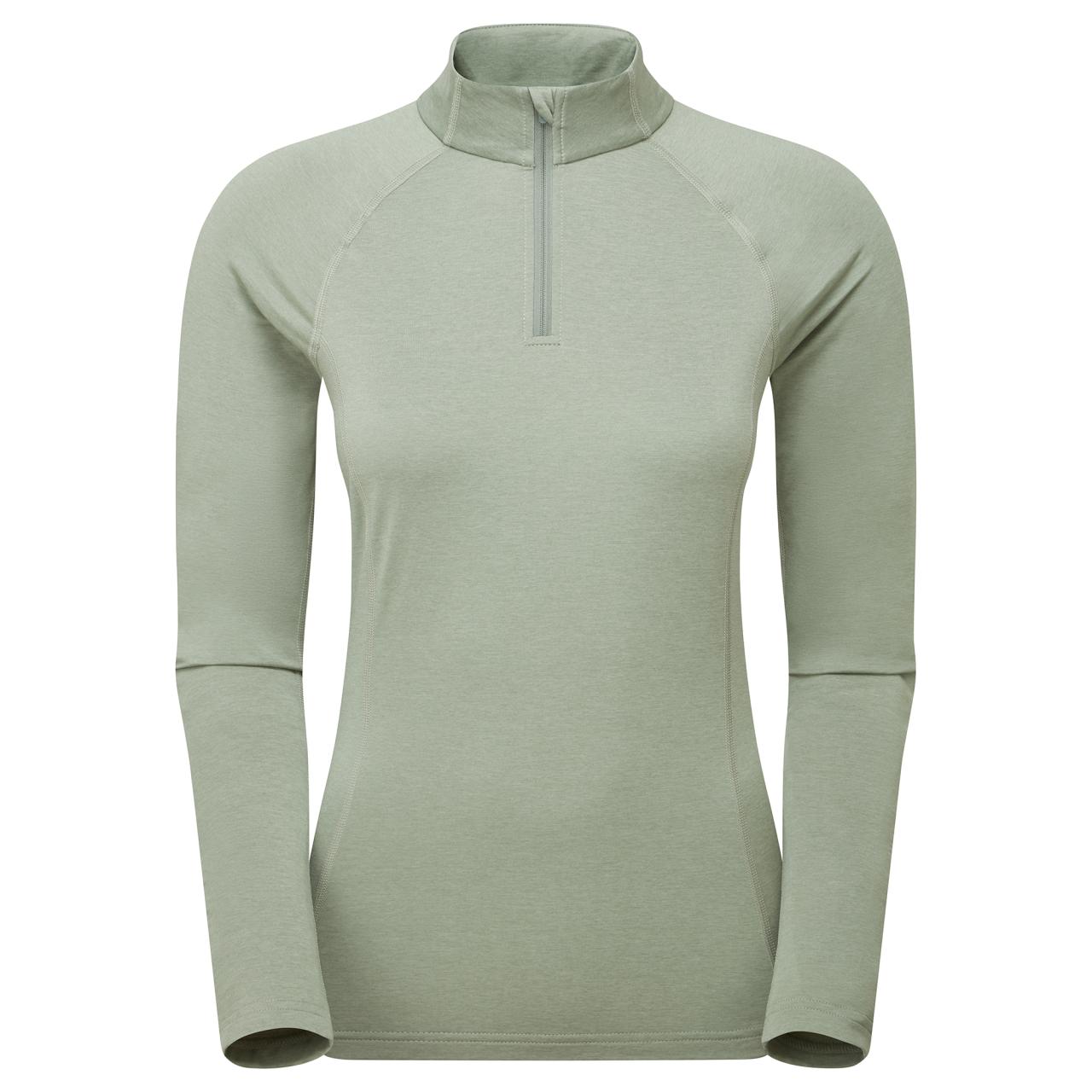 FEM DART XT ZIP NECK-PALE SAGE-UK12/M dámské triko dlouhý ruk. šedozelené