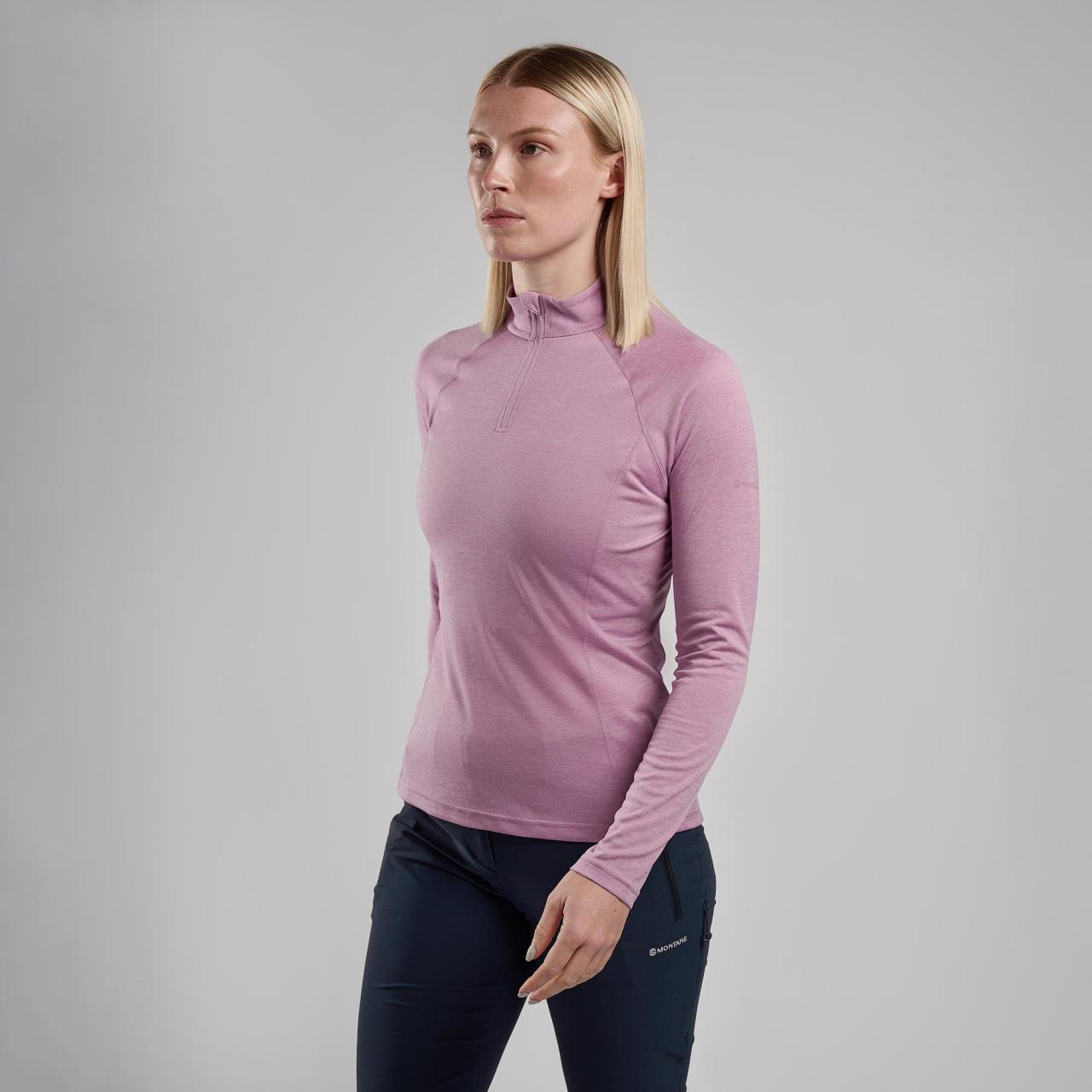 FEM DART ZIP NECK-ALLIUM-UK16/XL dámské triko dlouhý ruk. lila