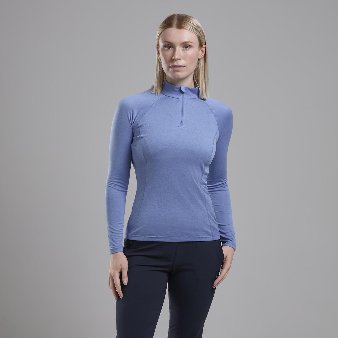 FEM DART ZIP NECK-CORNFLOWER-UK14/L dámské triko dlouhý ruk. modré