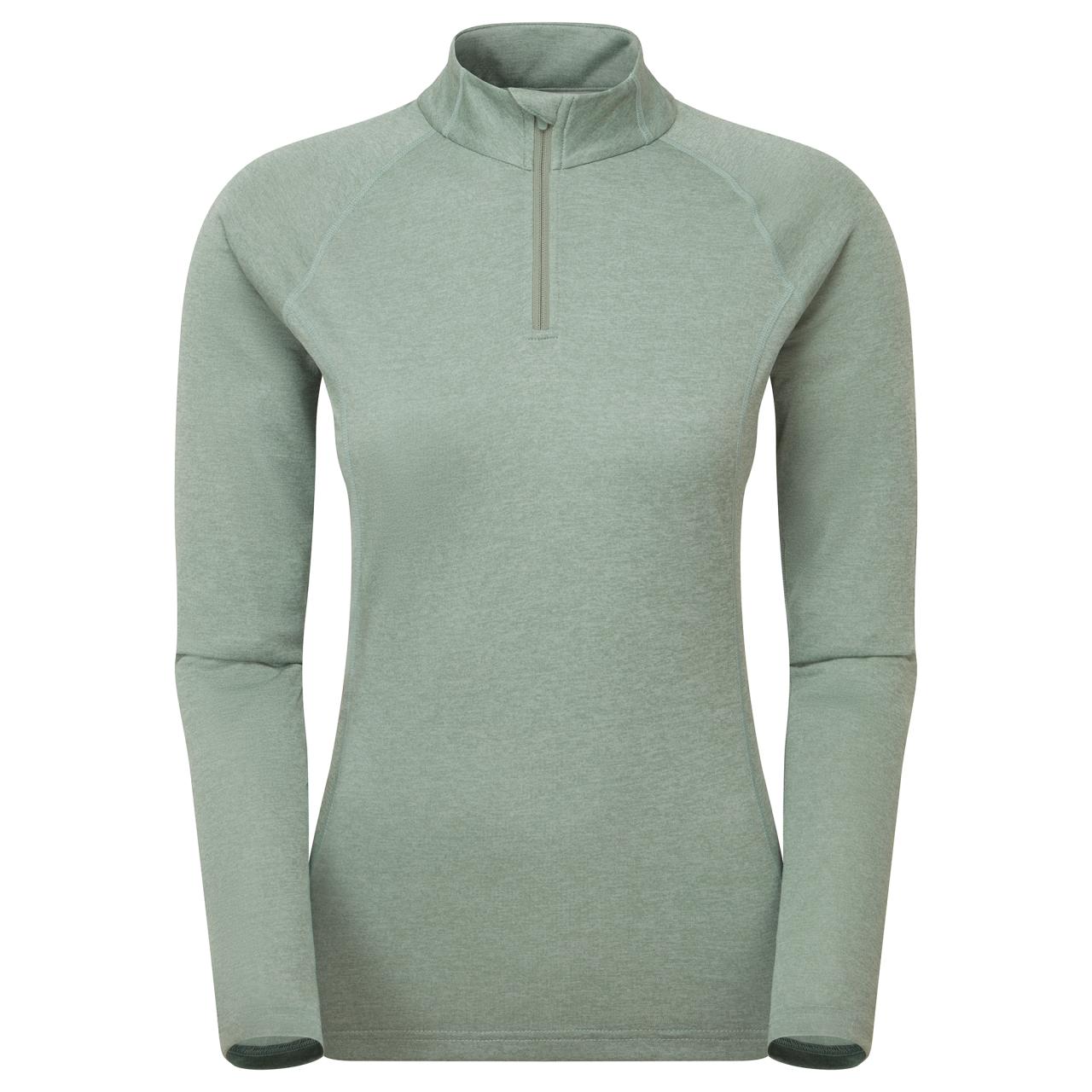 FEM DART ZIP NECK-PALE SAGE-UK6/XXS dámské triko dlouhý ruk. šedozelené