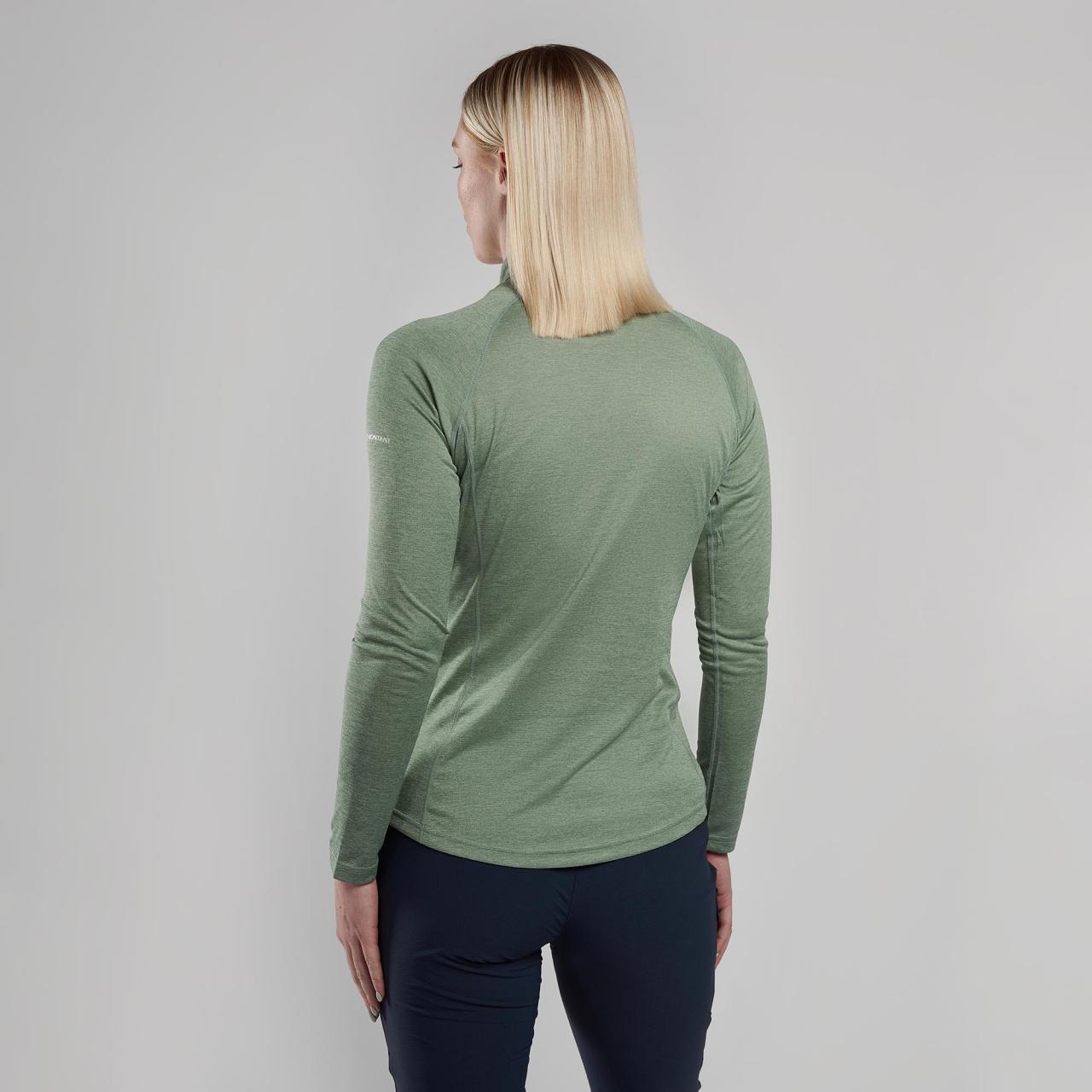 FEM DART ZIP NECK-PALE SAGE-UK14/L dámské triko dlouhý ruk. šedozelené