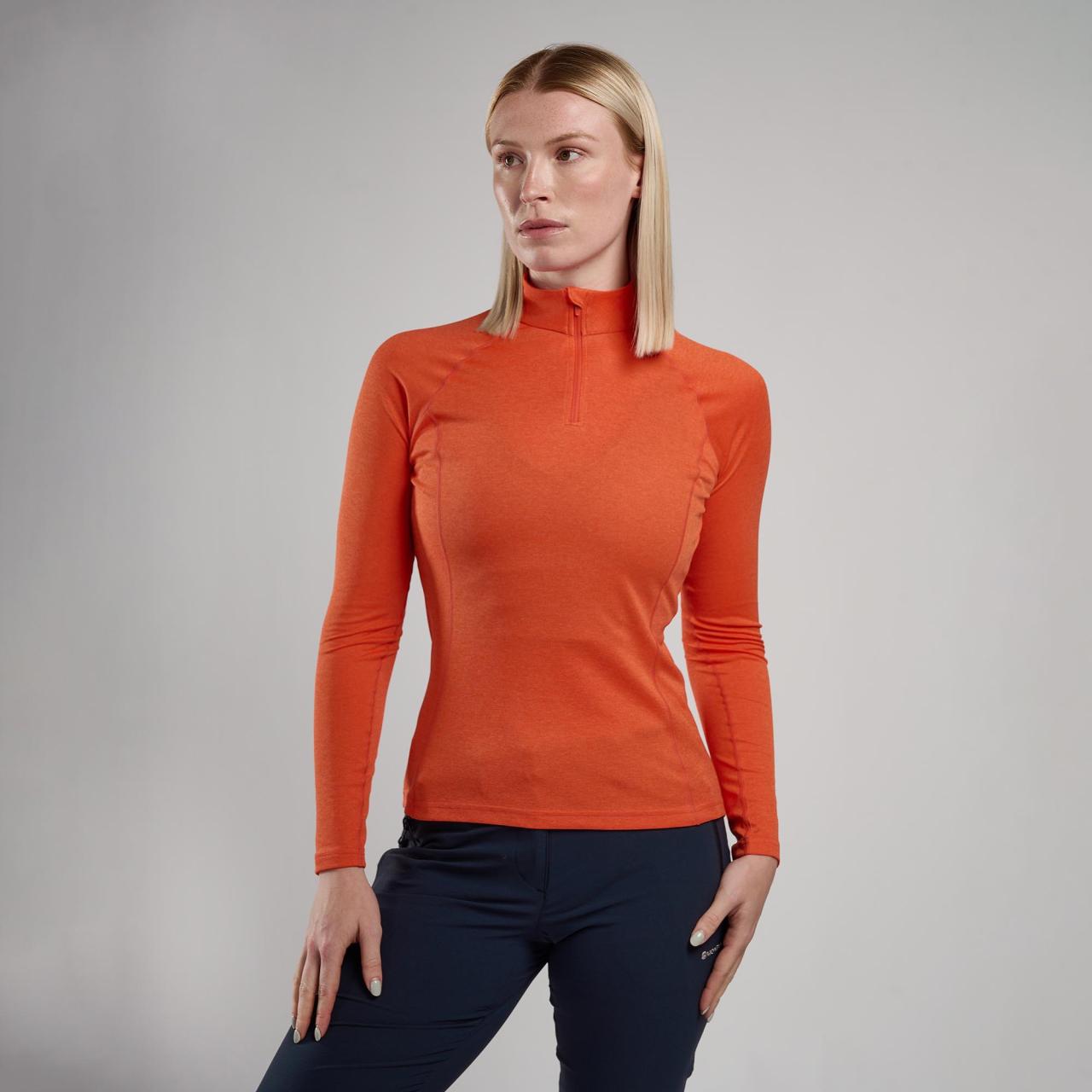 FEM DART ZIP NECK-TIGERLILY-UK10/S dámské triko dlouhý ruk. oranžové