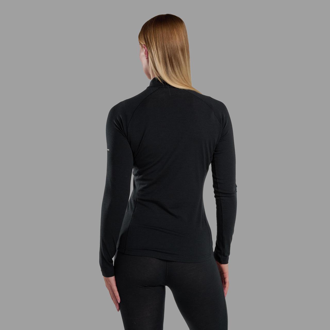 FEM MALLI LS ZIP T SHIRT-BLACK-UK10/S dámské triko černé