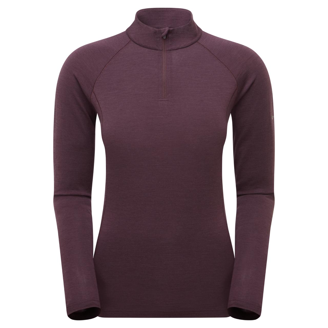 FEM MALLI LS ZIP T SHIRT-MULBERRY-UK10/S dámské triko hnědofialové