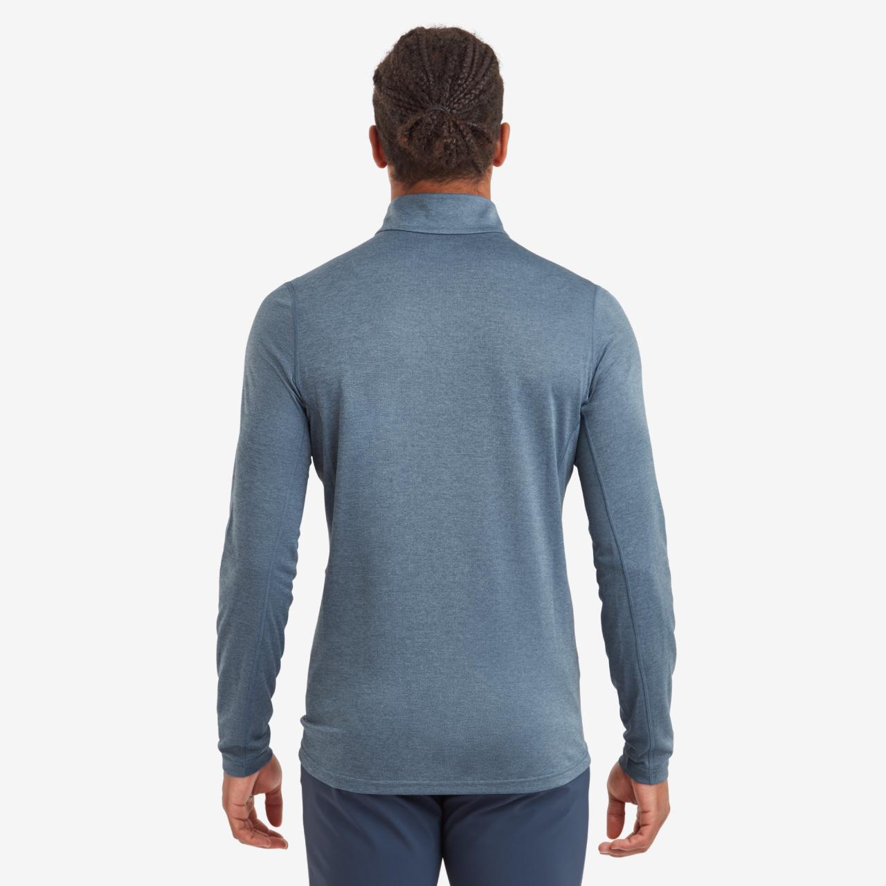 DART ZIP NECK-STONE BLUE-S pánské triko dlouhý ruk. šedomodré