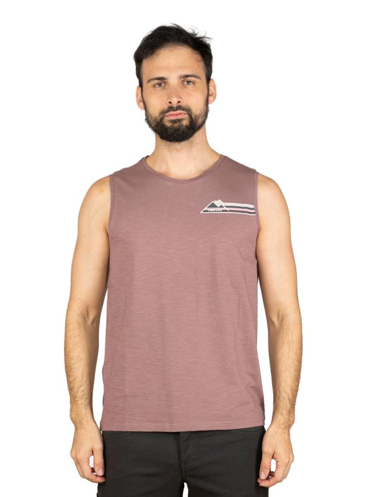 CALANQUES  MOUNTAIN STRIPES-WINE-M pánské tílko vínové