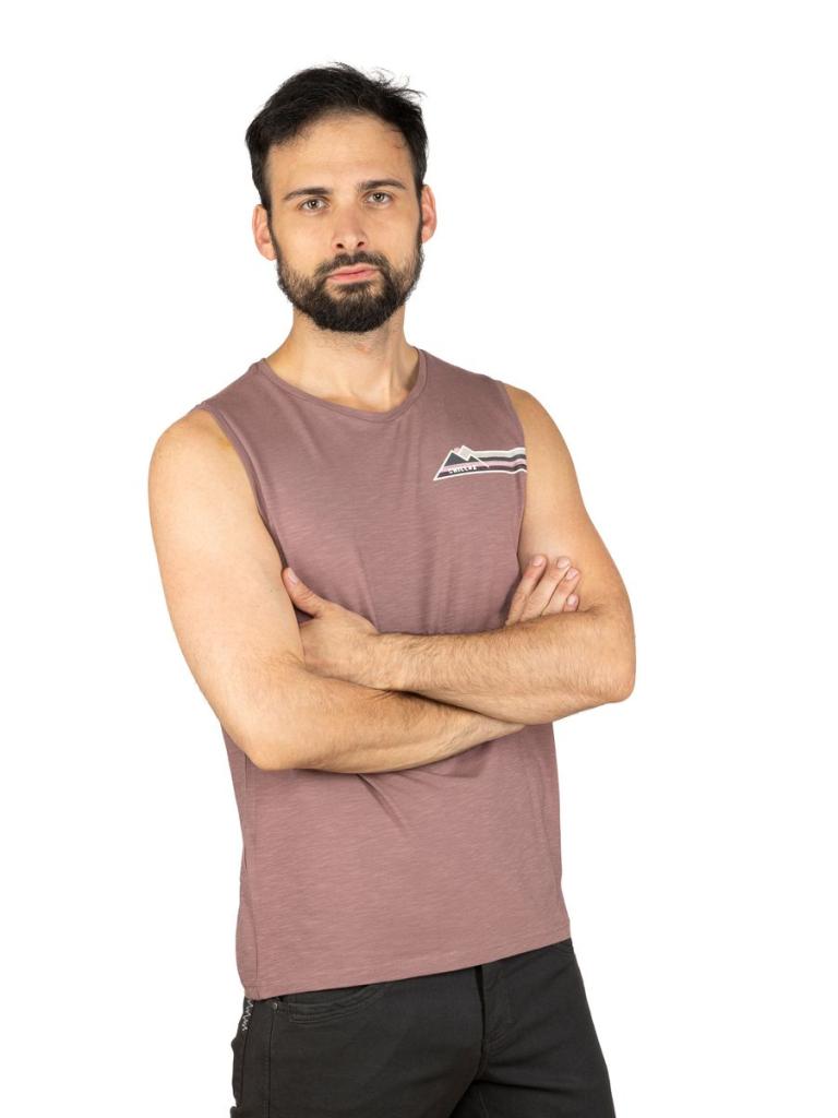 CALANQUES  MOUNTAIN STRIPES-WINE-M pánské tílko vínové