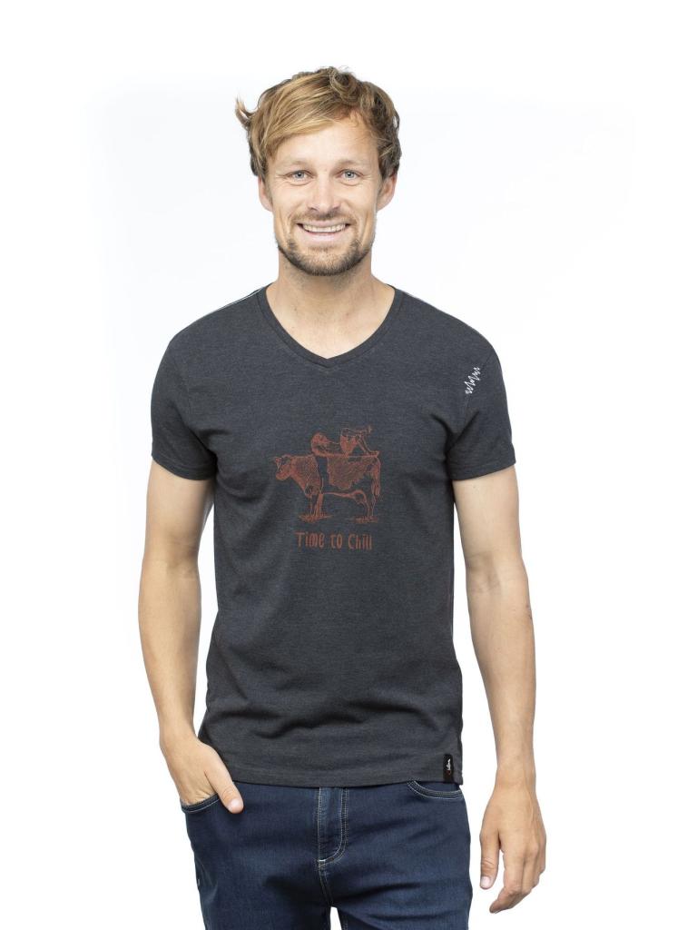 BARCELONA COW-BLACK MELANGE-M pánské tričko černé