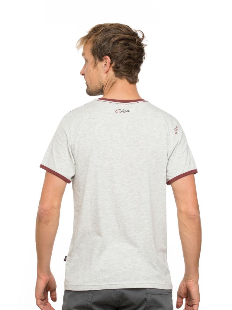 CARABINER SOUP-LIGHT GREY MELANGE/DARK RED-M pánské tričko šedočervené