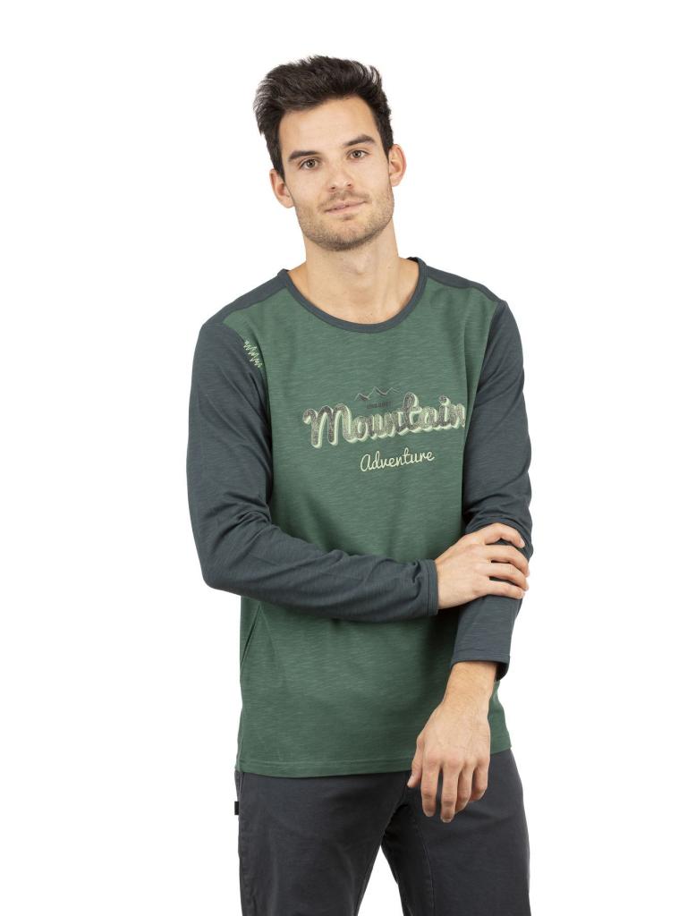 STREET MOUNTAIN ADVENTURE-DARK GREEN-M pánské triko s dlouhým rukávem tmavě zelené
