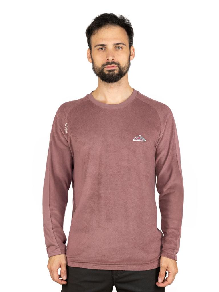 LONDON MOUNTAIN PATCH-WINE-M pánské tričko s dlouhým rukávem vínové