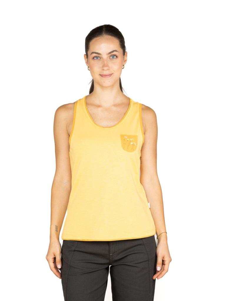 KARPATHOS FLOWER POCKET-YELLOW-36 dámský top žlutý