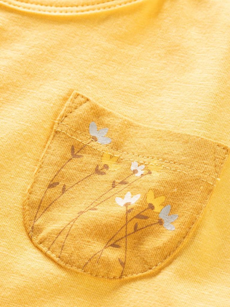 KARPATHOS FLOWER POCKET-YELLOW-36 dámský top žlutý