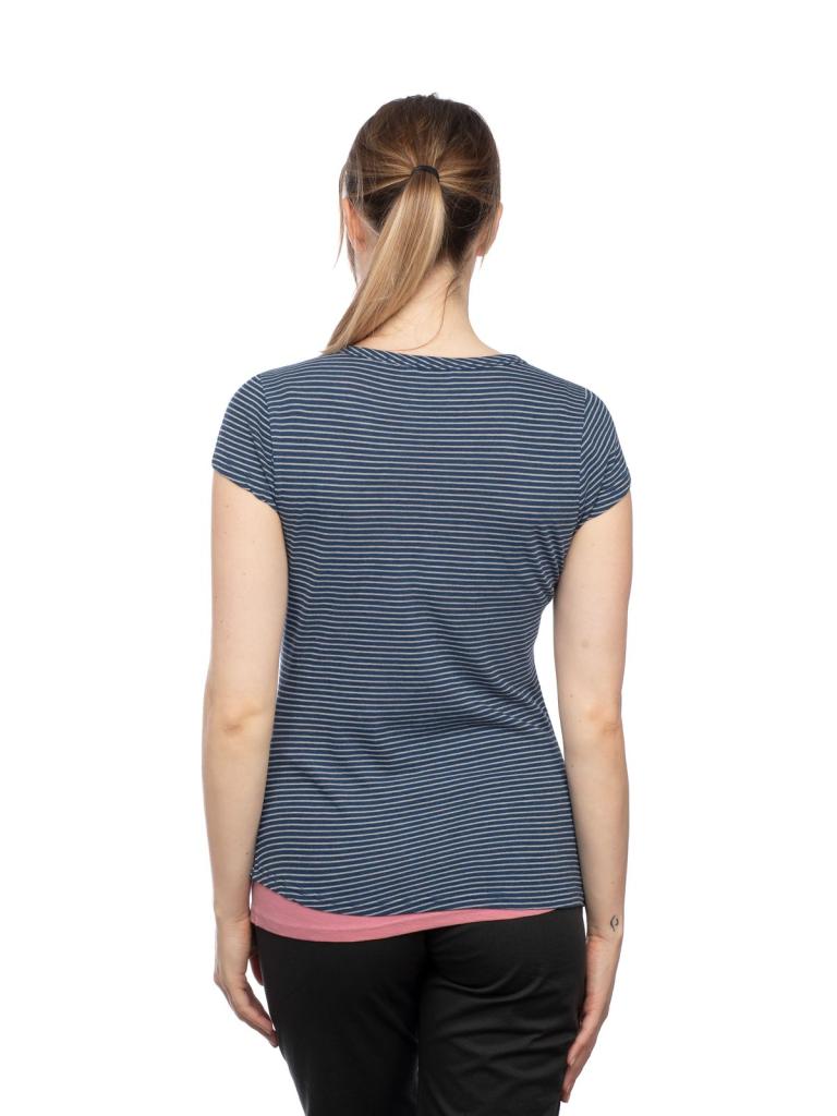 FANCY FLOWER-INDIGO BLUE STRIPED WASHED-44 dámské tričko indigo 