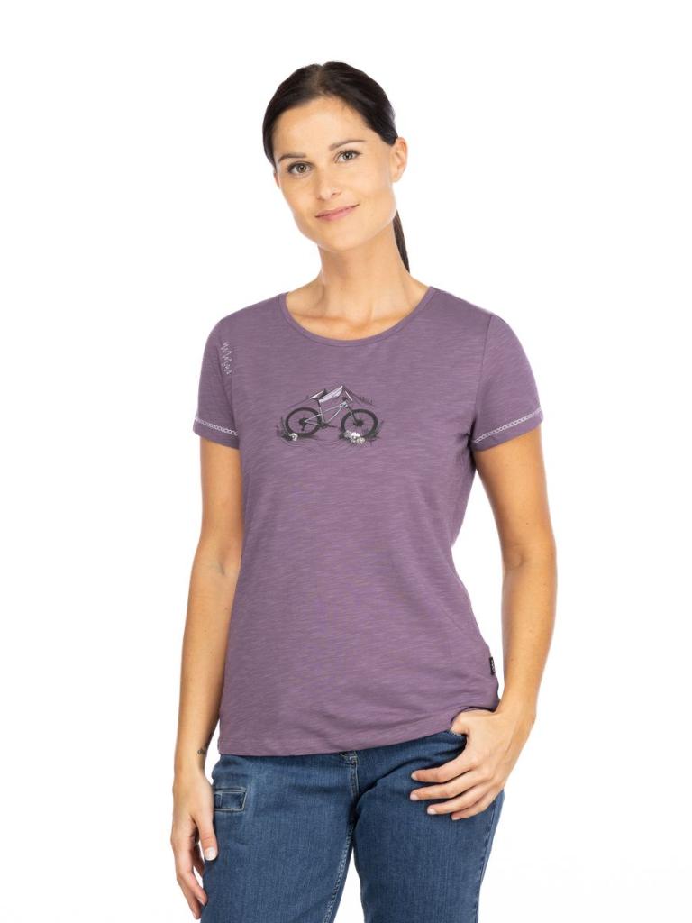 GANDIA MOUNTAINBIKE FLOWERS-DARK VIOLET-36 dámské tričko tmavě fialové