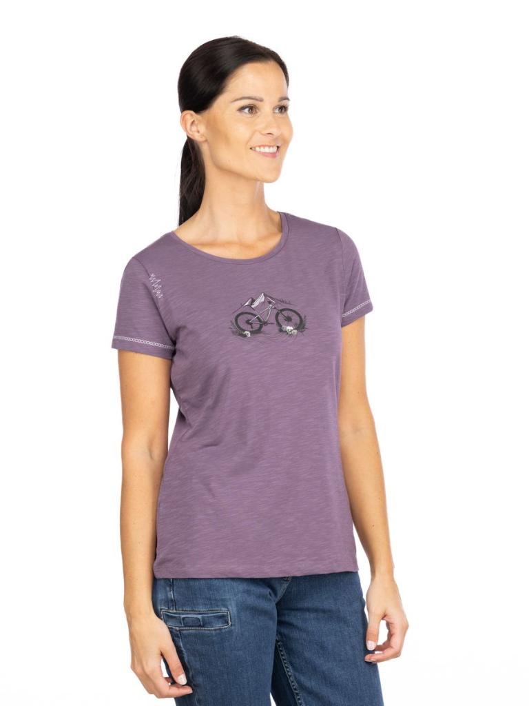GANDIA MOUNTAINBIKE FLOWERS-DARK VIOLET-36 dámské tričko tmavě fialové