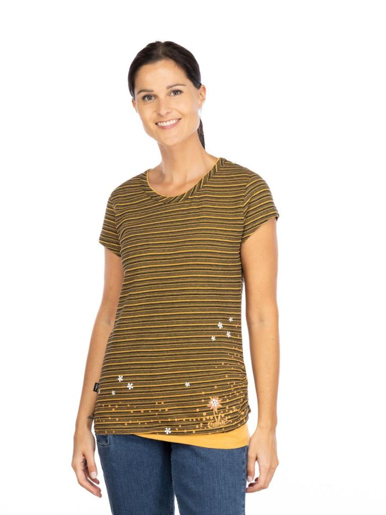 FANCY LITTLE DOT-OCHRE-36 dámské tričko okrové