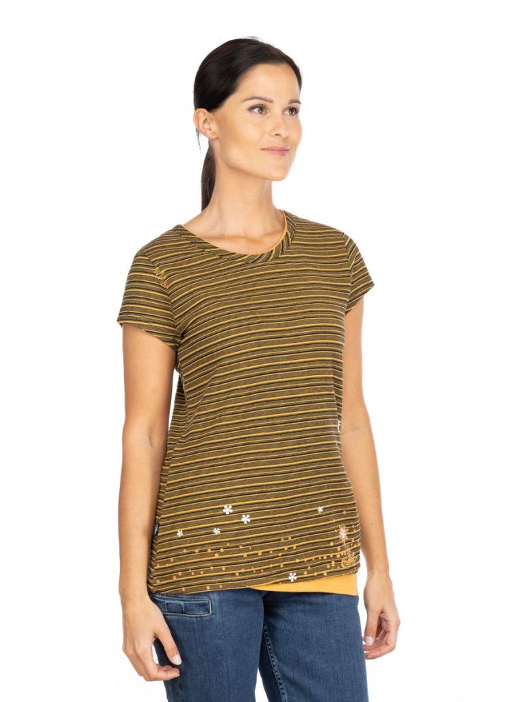 FANCY LITTLE DOT-OCHRE-36 dámské tričko okrové