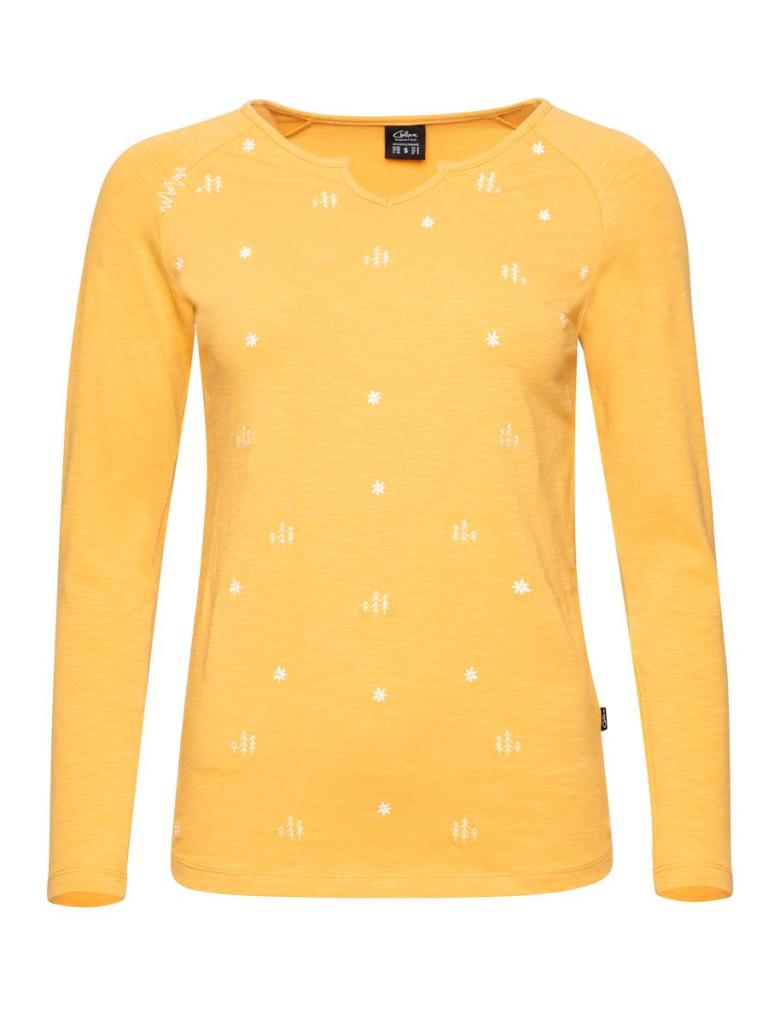 KALNIK FOREST AND FLOWERS-OCHRE-36 dámské tričko s dlouhým rukávem okrové