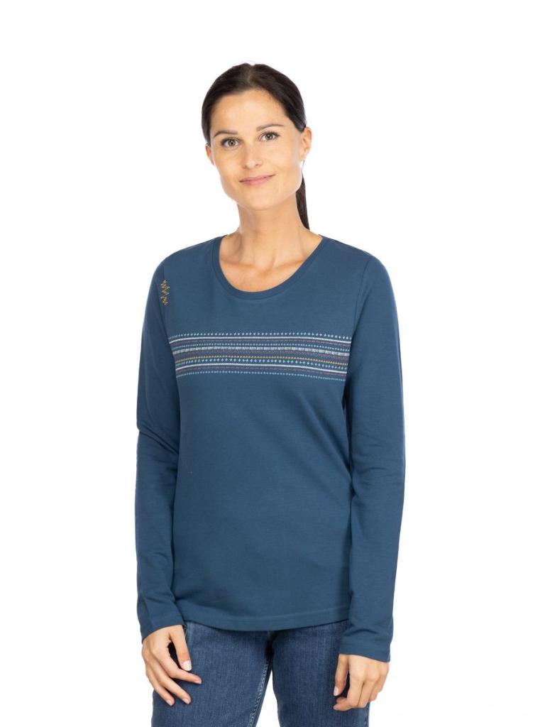 DALMATIEN ORNAMENT-DARK BLUE-36 dámské tričko s dlouhým rukávem tmavě modré