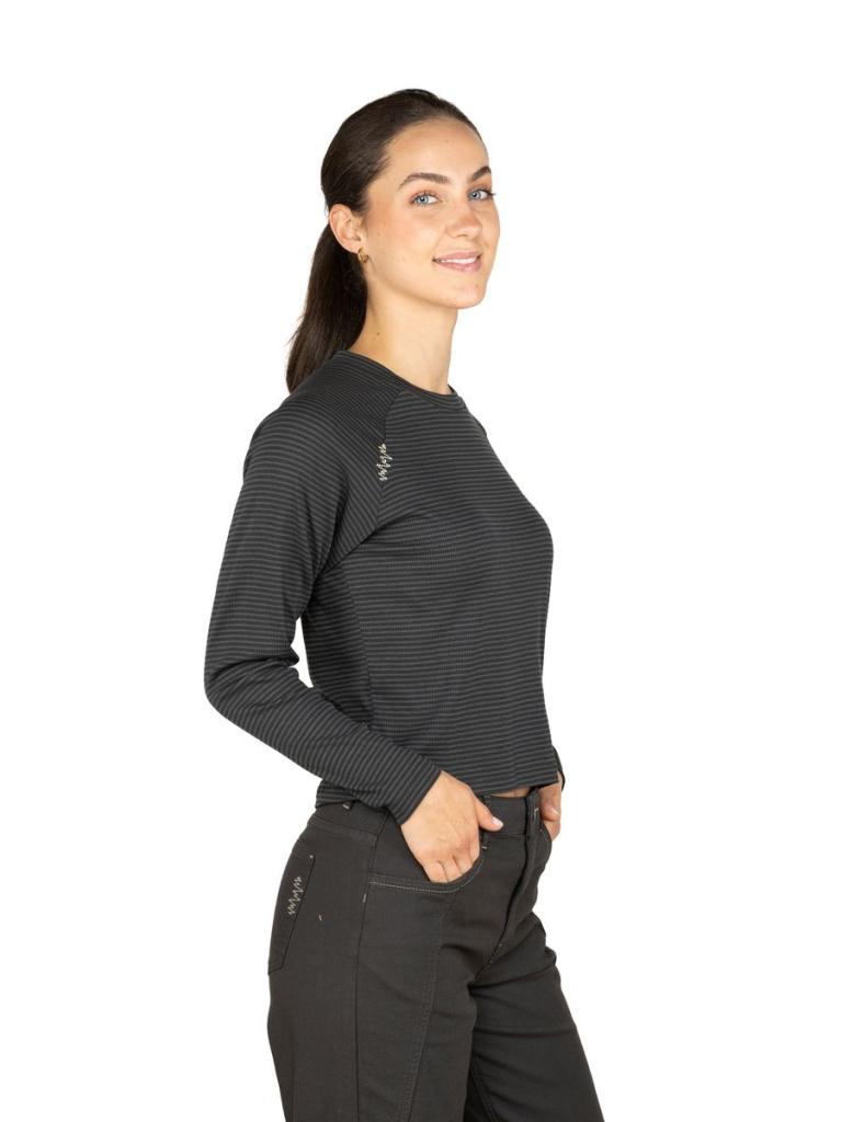 GRÖDEN MOUNTAIN FLOWER-TITAN-36 dámské tričko s dlouhým rukávem titanové