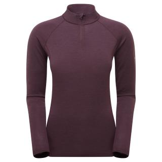 FEM MALLI LS ZIP T SHIRT-MULBERRY-UK10/S dámské triko hnědofialové