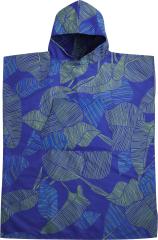 PACKTOWL CHANGING PONCHO S/M Botanical pončo/ručník modré s motivem listů
